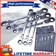 6X Double Box End Ratcheting Wrench Flex-Head Extra Long Heavy Duty Spanner Kit
