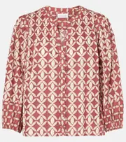 [Velvet] Velvet Haddon printed cotton blouse AU 12 red