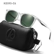KDEAM Men's Square Sunglasses Polarized Lens TR90 Material Frame Spring Stainless Steel Hinges Fishing Sun Glasses KD393 C6 Transparent Green Zippe...