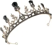 [HONITANO] 1 PC High End Black Crystal Crown Baroque Retro Hair Adornment Elegant Tiara for Weddings Birthdays Stunning Headdress Accessory Durable Unique Design