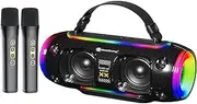 Karaoke Machine, Equipped with 2 Wireless Microphones and Bluetooth Speakers, is a Portable PA System Suitable for Both Adults and Children, Making it an for Practicing Singing
