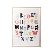 Baby Wooden 44x64cm Alphabet Framed Canvas Wall Hang Display Home Decor White