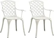 VRAXO Garden Chairs 2 pcs Cast Aluminium White -14KG,315574