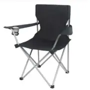 "Ozark Trail Folding Camp Chair – Basic Quad Design with Cup Holder, Black"