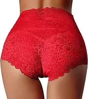 [Generic] Women's High Waisted Brief Lace Panties Plus Size Panties Stretch Tummy Control Underwear Full Coverage Briefs