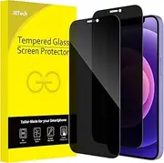 JETech Privacy Full Coverage Screen Protector for iPhone 12/12 Pro 6.1-Inch, Anti-Spy Tempered Glass Film, Edge to Edge Protection Case-Friendly, 2-Pack