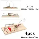 4x Large Wooden Mouse Trap Reusable Mice Rat Snare Catcher Rodent Pest Traps