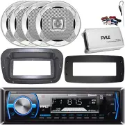 Pyle 1-DIN Marine Stereo W/Kit + Adapter, 4x 6.5" 400W Max Speakers, Amplifier