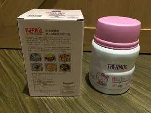 【THERMOS膳魔師】不鏽鋼HelloKitty真空食物燜燒罐470ml(SK3000KT) 白色 蝴蝶結篇