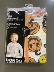 BONDS BABY ZIP WONDERSUIT - HALLOWEEN PUMPKINS CREAM - SIZE 00 BNIP