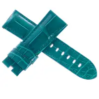 在飛比找Yahoo奇摩購物中心優惠-高級進口錶帶藤蔓訂製款沛納海鱷魚皮代用亮面綠色錶帶-24*2