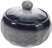 LABRIMP Japanese Ceramic Stew Pot Lid Small Clay Casserole for Single Serving Soups Elegant Glaze Design for Home Cooking and Restaurant Use