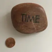 POLISHED STONE ROCK MINERAL PAPERWEIGHT “TIME”