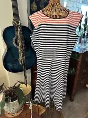 Draper James Sailor Stripe Round Neck Sleeveless Dress Size XL