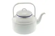 Falcon Enamel Tea Kettle White with Blue Rim 2L