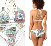 NWT $172 Trina Turk Finding Dory Sz 12 Triangle Top & Sz 10 Side-Tie Bottom