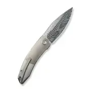 WE Knife Sine Wave 23069B-DS1 Bead-Blasted Titanium Damasteel Knife