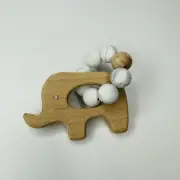 Silicone Wooden Teether Safety Nursing Bracelets Decoration Teething Ring Baby