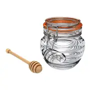 2pc Kilner 400ml Glass Clip Top Honey Pot & Beechwood Spoon Drizzler Set Clear