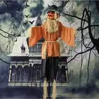 Halloween Life-Size Scary Pumpkin Scarecrow Touch Activated Lights Sounds Decor