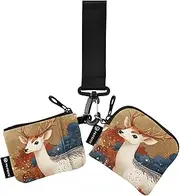 [XYMZR] Mini Zip Around Wristlet keychain Wallet Fantasy Elk Garden for Women Personalized Pattern Detachable Dual Pouch Wristlet Portable Wallet Phone Coin Purse, Multi-colored, One Size