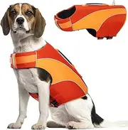 Dog Life Jacket, Lifesaver Floating Vest Dog Summer Swimming Safety Vest with Adjustable Strap and Rescue Handle for Swimming Pool Beach Boating(Red, M)