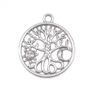 TREE LIFE MOON SUN pendant 18" 925 Sterling Silver plated Necklace men women GOD