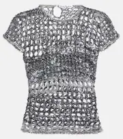 [Acne Studios] Acne Studios Metallic crochet T-shirt UK 12 black