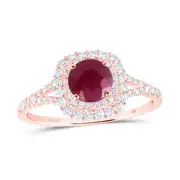 3/8CTW-DIA CN 6.00MM RUBY BRIDAL NATURAL GEM RING