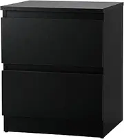 OIKITURE Side Table with 2 Drawers, Bedside Table with Ample Space, End Table Storage Cabinet Modern for Living Room, Bedroom, Hallway, Black