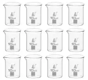 Eisco Labs 10ml Beakers, Low Form, Ungraduated - Borosilicate Glass - 12 Pack