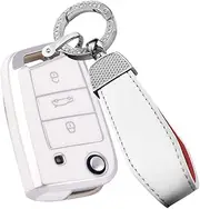 ontto Car key fob cover Fit for VW Golf 7 MK7 Polo T-ROC Tiguan Skoda Superb Octavia Seat Leon Ibiza Flip Key case keyring Key Holder shell bag keychain decorative Accessories