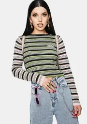 [Minga] Fantasy Striped Ribbed Top