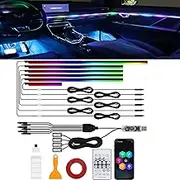 NeoFlow Dynamic RGB Interior Light Kit, 6 Light Strips Kit, Ambient Lighting Car Interior LED Strip Lights,for Lnterior into A Dynamic and Colorful Space (Kit + 4*Synced Footwell Lights)