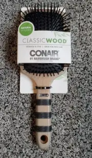Conair Classic Wood Detangle & Style Paddle Brush Natural Styler