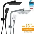 KYLINS WELS Chrome / Black 2in1 10" Square Rain Shower Head Gooseneck Arm Set