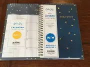Blue Sky Tabbed Weekly + Monthly Planning Calendar July 2022-June 2023 Blue Gold