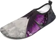 [BTCOWZRV] Water Shoes for Women Men Purple Butterfly Water Sports Shoes Slip-on Breathable Lightweight Athletic Aqua Sock