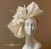 Kentucky Derby Hat Cream Off White Silk Bow Big Fancy Hat Royal Ascot Fascinator