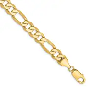 Solid 14K Yellow Gold 9 inch 8.75mm Flat Figaro with Lobster Clasp Chain Bracelet
