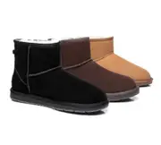 AUSTRALIAN SHEPHERD® UGG Boots Sheepskin Wool Mini Classic Suede - Black / AU Ladies 7 / AU Men 5 / EU 38