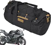 Gungtj Motorcycle Tail Bag,Portable Hangable Canvas Bike Rear Storage Backpack - Waterproof Retro Motorcycle Bags for Back Seat with Zipper and Buckle for Motorbike