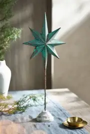 Anthropologie AGED IRON STAR TREE TOPPER CHRISTMAS HOLIDAY GREEN WEATHERED