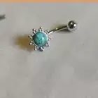 Unique Belly Button Piercing Ring 1Ct Round Cut Simulated Turquoise Silver925