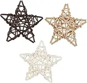 SOLUSTRE 3Pcs Star Shaped Wicker Balls Rattan Decorative Centerpieces for Dining Table Christmas Weddings Home Decor Exquisite Orbs Natural Colors