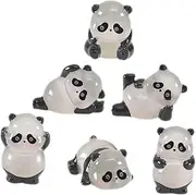 KONTONTY 6pcs Miniature Cartoon Panda Figurines Glow Dark Resin Animal Models for DIY Decor Cute Animal for Garden Home and Party Decoration