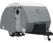 Classic Accessories Overdrive PolyPRO 3 Deluxe Teardrop Trailer Cover, Fits 8' - 10' Trailers - Max Weather Protection with 3-Ply Poly Fabric Roof RV Cover