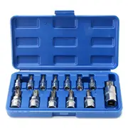 1Set 13Pcs Security Tamper Proof Torx Star Bit Socket Set 1/4 3/8 1/2 Inch Drive With Case