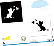 Luxshiny 4 Pcs Flapping Cat Car Sticker Creative Cover Scratch Decals for Cars Black White Durable Pet Material Reflective Effect for Eye Catching Night Visibility
