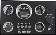 XTevu Multi-Function Gauge Panel with Red Backlights, Engine Speed, Oil Level, Pressure, Water Temp, Voltage Display. Suitable for RV, Boat, and Marine. 12V/24V Gauge Cluster Panel Replacement